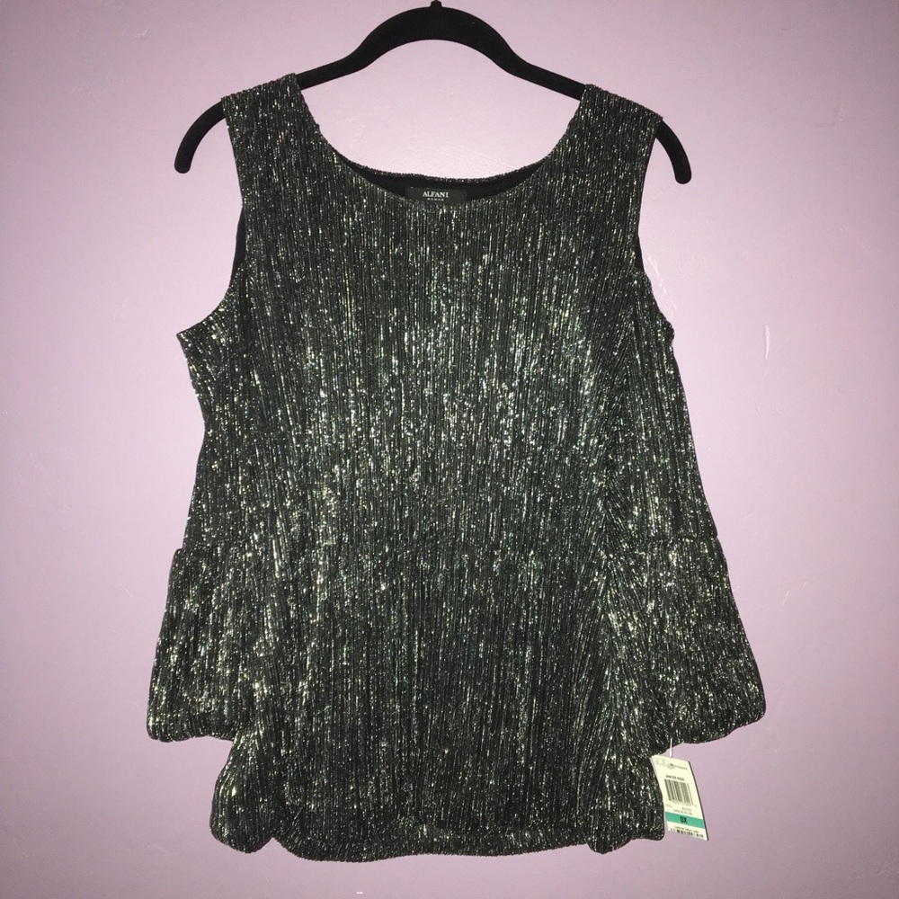 ⬇️Alfani size 0X Sliver black blouse